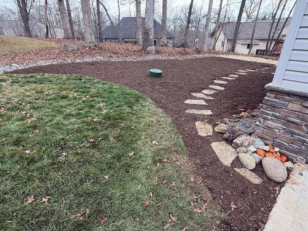 Stepping stone path and fresh beds